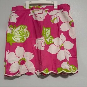 LILLY PULITZER Mini Skirt Floral Pink White Lace Pocket Lined Golf Pickleball 14